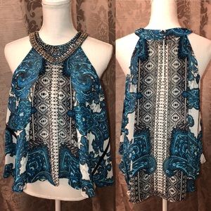 Bebe beaded patterned top